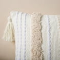 thumbnail image 3 of Phantoscope Boho Woven Tufted with Tassel Series Decorative Throw Pillow Cover, 18" x 18", Cream White Stripe, 1 Pack, 3 of 4