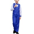 thumbnail image 2 of HAOTAGS Boys Formal Suit Outfit Sets, Bow Tie with Long Pants Long Sleeve Shirts Performance Outfits Blue 5-6T, 2 of 4