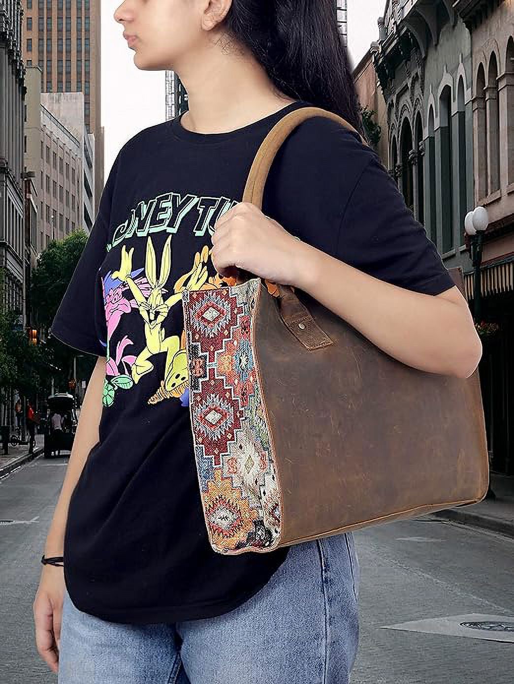 RUZIOON Leather Shoulder Bag Tote for Women Purse Satchel Travel Bag shopping Carry Messenger Multipurpose Handbag