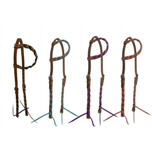 Showman Argentina Cow Leather Single Ear Headstall w/ Colored Lacing (Black)