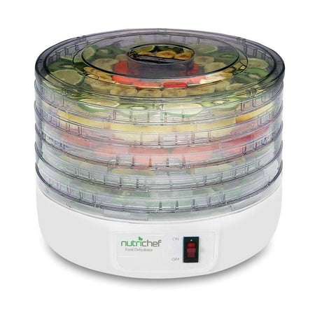 NutriChef Electric Countertop Food Dehydrator - Multi-Tier High-Heat Circulation Professional Food Preserver, Fruit, Vegetable Dryer, Meat or Beef Jerky Maker w/5 Stackable Trays -