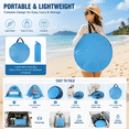 thumbnail image 6 of Pop Up Beach Tent for 2-3 Persons, Portable Beach Sun Shelter with UPF 50+ UV Protection, Instant Shade Canopy, Lightweight Outdoor Sun Shade for Beach Camping Picnic, Blue, 6 of 11