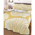 thumbnail image 3 of Quilts Full Size, Yellow Scallop Coastal Soft Comforter Bedding Set for Bed, Summer Beach Nautical Lightweight Quilted Bedspread with Pillow Cover(2 Pieces) for All Season, 78x90 Inch, 3 of 9