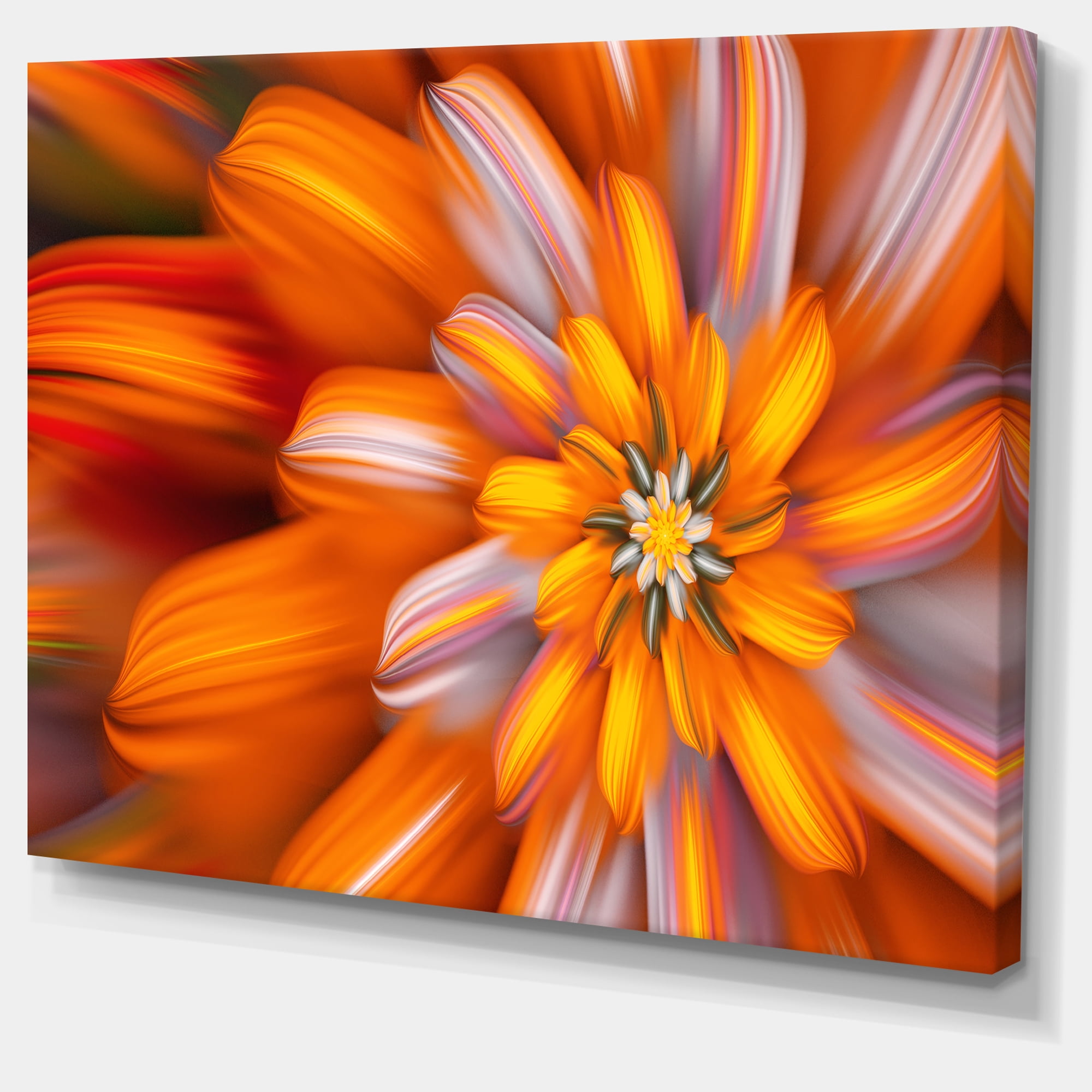 Designart 'Massive Orange Fractal Flower ' Large Floral Canvas Art Print