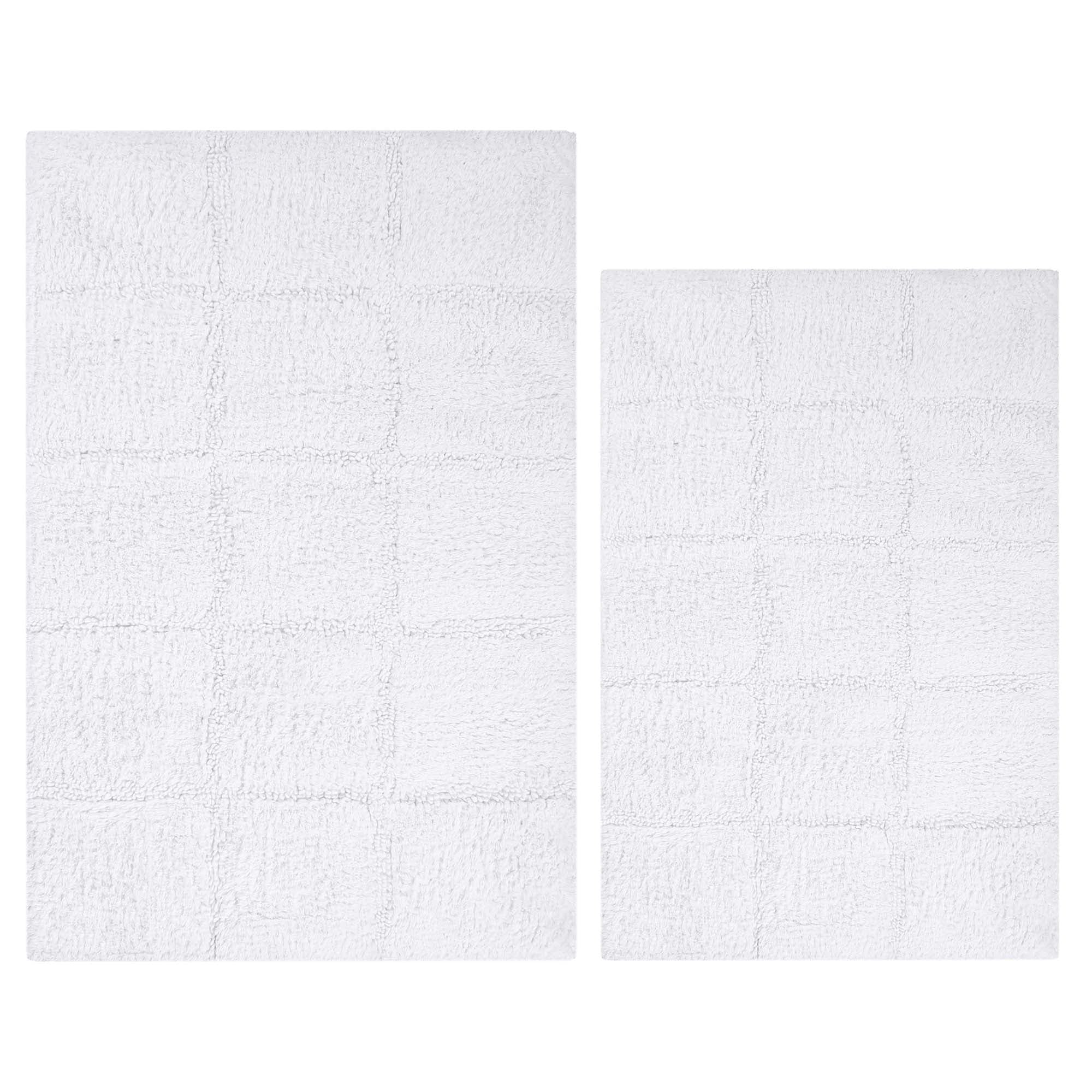 Superior Non-Slip Washable Bath Rug Set, 20" x 30", 24" x 36", White