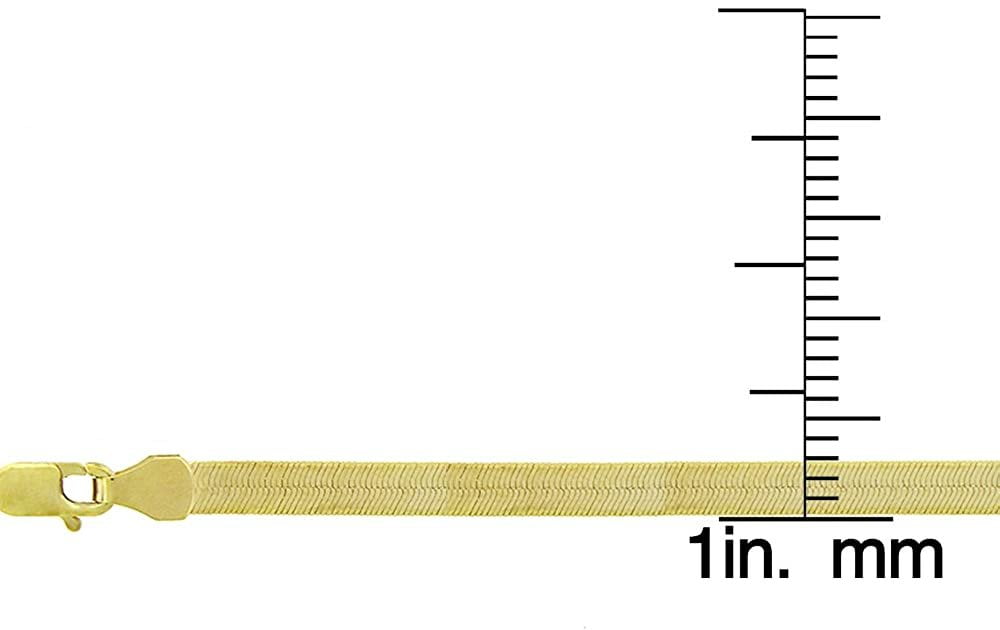 .925 Sterling Silver 3mm Herringbone Chain, FREE Microfiber Cloth, Yellow Gold Plated Flat Imperial Link Mens Womens Necklace, Giorgio Bergamo 16