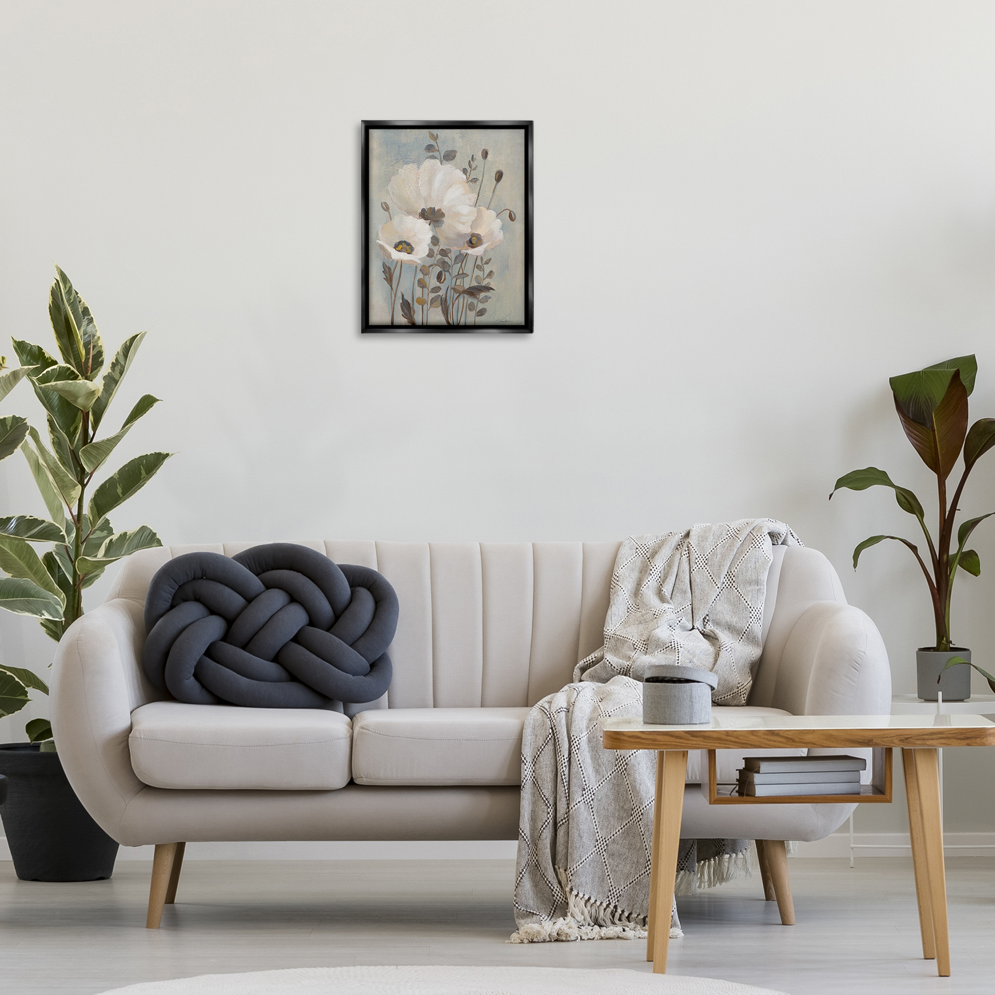 Stupell Industries Traditional Neutral Poppies Botanical & Floral Painting Black Floater Framed Art Print Wall Art, 17 x 21