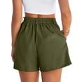 thumbnail image 3 of Lumtrix Womens Shorts Casual 2026 Summer Elastic High Waist Zipper Button Shorts Pleated Beach Vacation Trendy Clothes Army Green M, 3 of 4