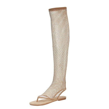 

LUOGENLI Female Women s Sandals Size 8.5 Summer New Flat Bottom Clip Foot Sandals Female Europe and the United States Foreign Trade Rhinestone Mesh Sandal Sexy Sandals Platform Sandals Women Heel