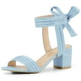 thumbnail image 1 of BLISSFUL STEP Women's Open Toe Back Ankle Tie Chunky Heel Sandals, 1 of 6