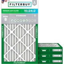 Filterbuy 16x24x2 MERV 8 Dust Defense, Pleated HVAC AC Furnace Air Filters (4-Pack)