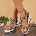 thumbnail image 3 of Pandaie Womens Wedge Sandals 2026 Platform Summer Shoes with Arch Support Rhinestone Butterfly Walking Slip on Slide Sandal Green 7, 3 of 7