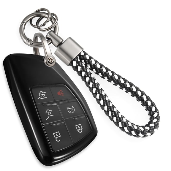 for Buick Key Fob Cover with Nylon Webbing Keychain, Fashionable Matte Metallic Soft Case for for Avenir Envision Encore Chevy Suburban Tahoe Sierra