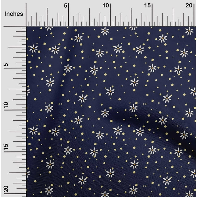 oneOone Tissu Polyester Lycra à Pois et Fleurs Imprimé 1 Yard 56 Pouces de Large