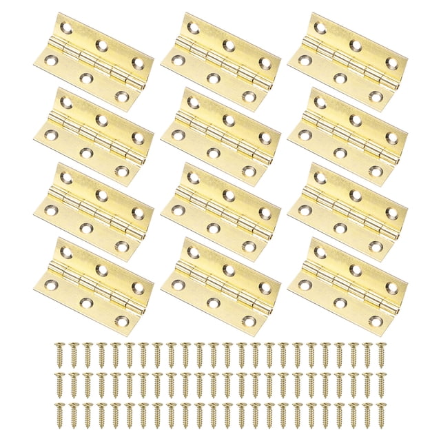Uxcell Paquete de 12 Bisagras de Puerta Pequeñas, 2in (51mm) Bisagras Mini de Latón Plegables con Tornillo para Caja de Joyas