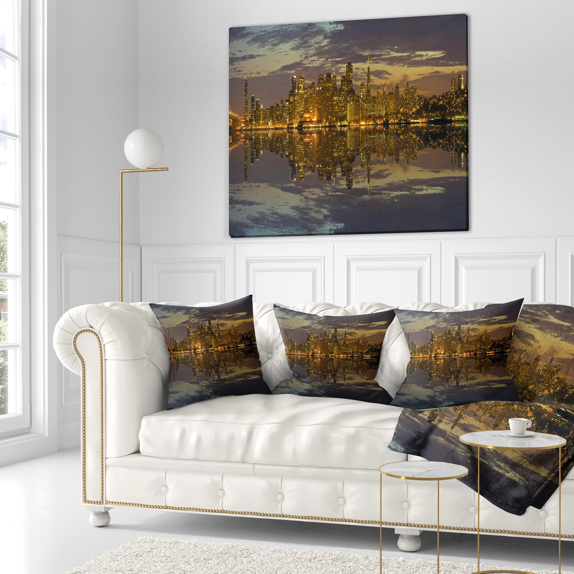 Designart San Francisco at Sunset Panorama - Cityscape Throw Pillow - 18x18