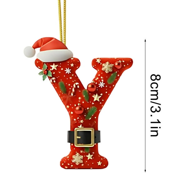 Decoraciones de Árbol de Navidad 2D Acrílico Decoración Carta Colgante con 26 Letras Diy Navidad Decoración Del Hogar Ornamentos Del Árbol de Navidad