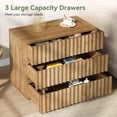 thumbnail image 4 of Tribesigns Oversized Solid Wood Nightstand with 3 Drawers, 31.5" Wide Farmhouse Fluted Night Stand for Bedroom, Brown, 4 of 7