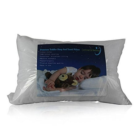 Premium Toddler Pillow for Sleep And Travel (13 x 18) -Soft Microfiber Filling, 100% Cotton Covering,
