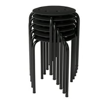 Ktaxon Nesting Plastic Stools, 6-Pack Stackable Chairs, 17.7" Round Lightweight Seating for Home Office Outdoor, Black