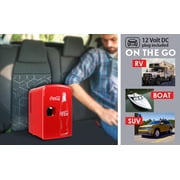 Coca-Cola Mini Fridge 4L 6 Can, Red Portable Beverage Cooler with AC/DC Car Adapter for Travel, Bedroom, Office, Dorm