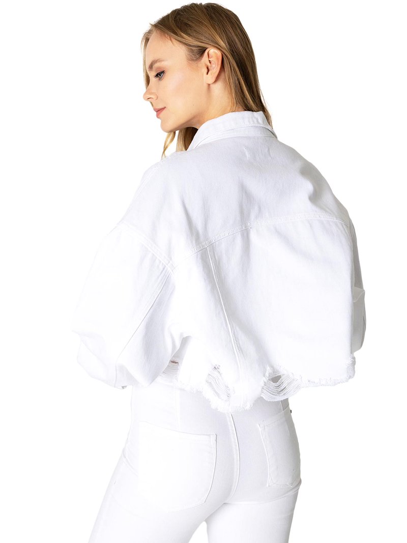 Love Tree Women's Juniors Cropped Denim Ripped Jean Jacket (S