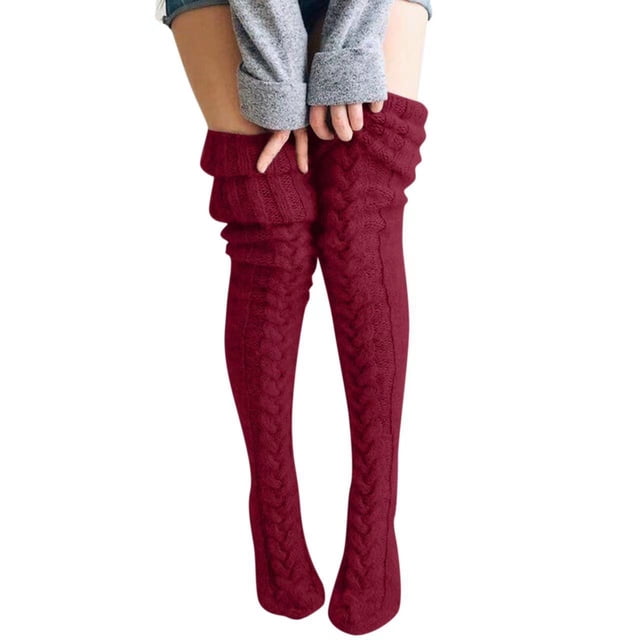 Calcetines de mujer de lana de tubo largo de punto hasta la rodilla de moda moda moda