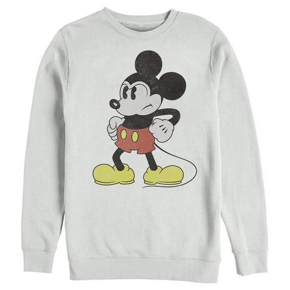 Men's Mickey & Friends Retro Grumpy Pose Sweatshirt White 2X Large