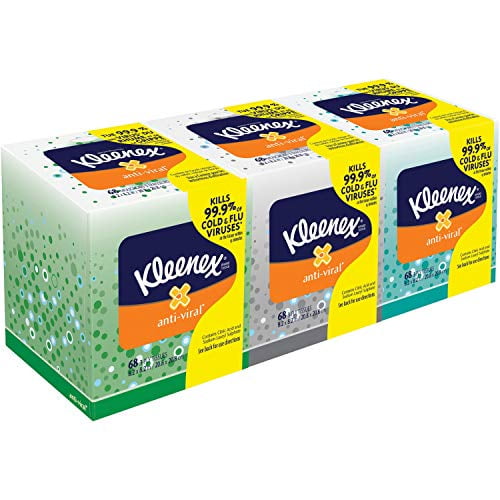 Kleenex 21286 Boutique Tissu Antiviral, 3 Plis, Boîte Pop-Up, 68/boîte, 3 Boîtes/Pack