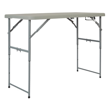 4' Long- Height Adjustable Fold in Half Resin Multi Purpose Table in Light Gray