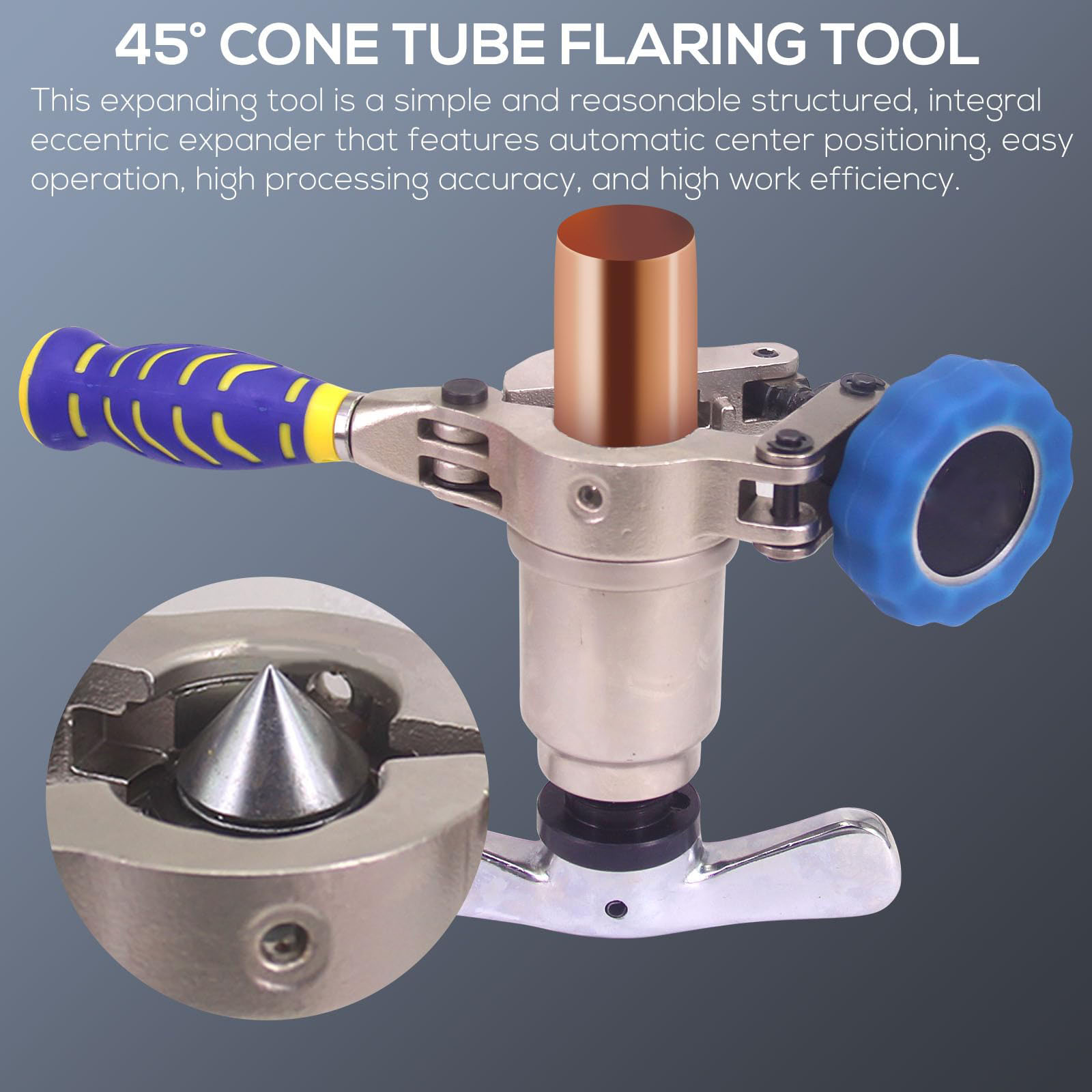 Accurate 3 IN 1 Tube Flaring Tool Kit, Eccentric Expander 45° Cone Tubing Flaring Tool, Include Cutter Deburring Tool, HVAC Refrigeration Tools for Copper/Soft Pipe Flaring 1/4-3/4 Inch O.D. Tubing