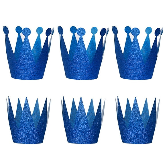 LABSERRON 6Pcs Blue Plastic Crown Hats for Kids Graduation and  Parties