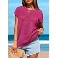 thumbnail image 6 of PRETTYGARDEN Womens Spring Tops Summer Shirts Crochet Cap Sleeve Sweater Pullover Cute Crew Neck Beach Cover Ups, 6 of 8