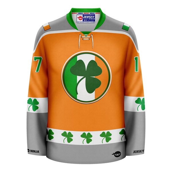 Jersey Ninja - St Patrick's Irish Shamrock Black Holiday Hockey Jersey