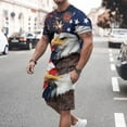 thumbnail image 1 of TIMIFIS Ensembles Courts pour Hommes Été Décontracté Jour de l'Indépendance Imprimé 2 Pcs Tenues Col Rond Patriotique Américain T-shirt Manches Courtes et Shorts Taille Élastique - Printemps/été, 1 of 5
