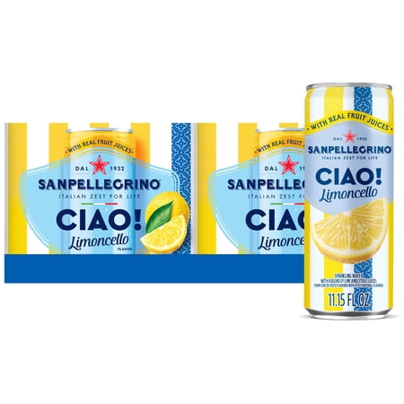 Sanpellegrino CIAO Limoncello Flavored Sparkling Water, Italian Sparkling Water, 24PK