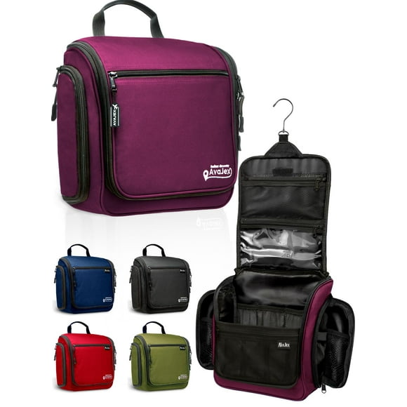 Organizador de artículos de tocador AvaJex, grande, impermeable, morado, de viaje