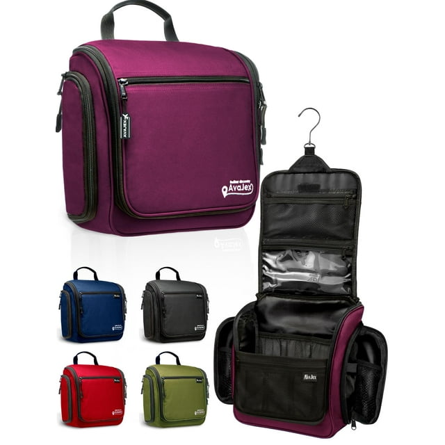 Organizador de artículos de tocador AvaJex, grande, impermeable, morado, de viaje