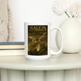thumbnail image 3 of 15 fl oz Ceramic Mug, Salem, Massachusetts, Witch's Broom, Halloween Oil Painting, Dishwasher & Microwave Safe, 3 of 5
