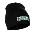 thumbnail image 2 of I&W Sports Team Coach Arch Letters Winter Knit Cuffed Beanie Hat, Black Beanie White Green, 2 of 2