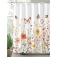 thumbnail image 2 of Shower Curtains Retro Flower Bath Curtain Watercolor Butterfly Waterproof Bathroom Shower Curtain Set with Hooks Decoration 36 x 72 Inches, 2 of 7