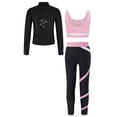 thumbnail image 2 of Aislor Kids Girls 3 Piece Yoga Workout Outfits Sleeveless Crop Tank Tops and Leggings Long Sleeve Pink 8, 2 of 5