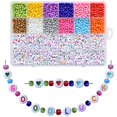 thumbnail image 1 of 2770 Pcs 4 x 7mm Perles Rondes Blanches en Acrylique avec Lettres Colorées Alphabet Perles Cœur Perles de Rocaille pour Fabriquer Bijoux Colliers Bracelets Perle Blanche Lettre Colorée 027, 1 of 1