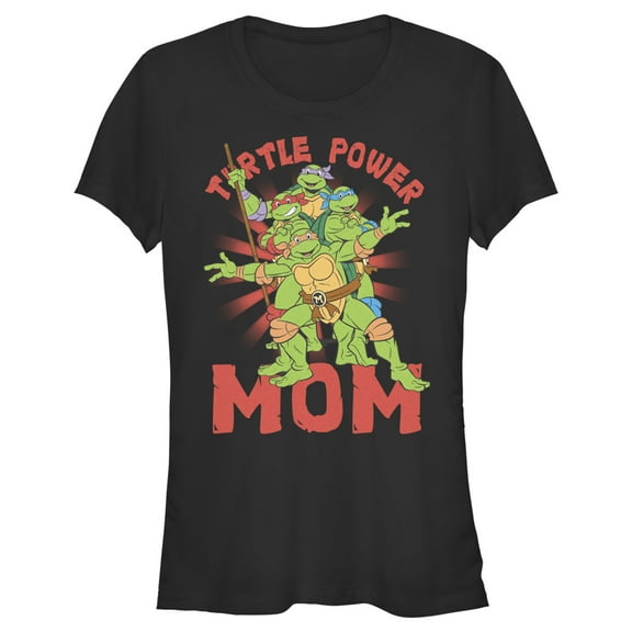 Junior's Teenage Mutant Ninja Turtles Turtle Power Mom  Graphic Tee Black Large