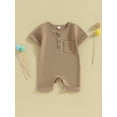 thumbnail image 2 of Bagilaanoe Newborn Baby Girl Boys Summer Jumpsuit Short Sleeve Bodysuit 3M 6M 12M 18M Infant Casual One Piece Romper, 2 of 9