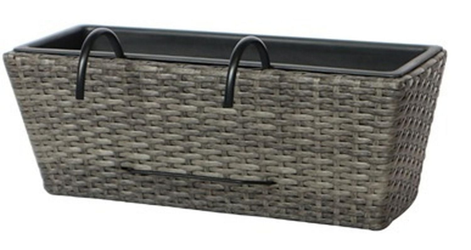 20 inch Polyrattan Wicker Balcony Planter - Grey