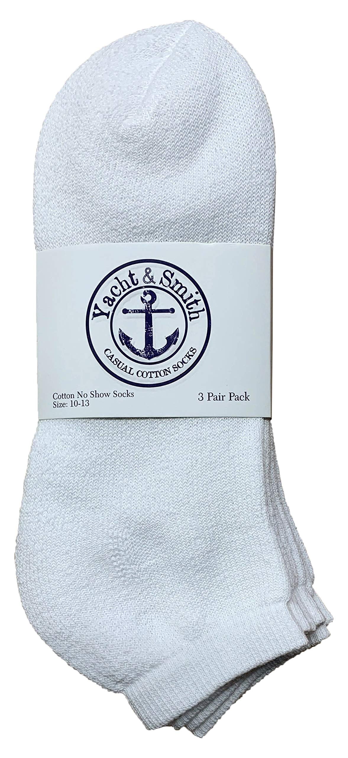 48 Pairs Of Yacht & Smith Mens Wholesale Bulk No Show Ankle Socks, Cotton Sport Athletic Socks - Size 10-13 (White)