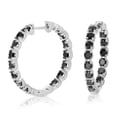 thumbnail image 2 of Vir Jewels 4 CTTW Black Diamond Hoop Earrings in .925 Sterling Silver Inside Out 1 Inch, 2 of 5