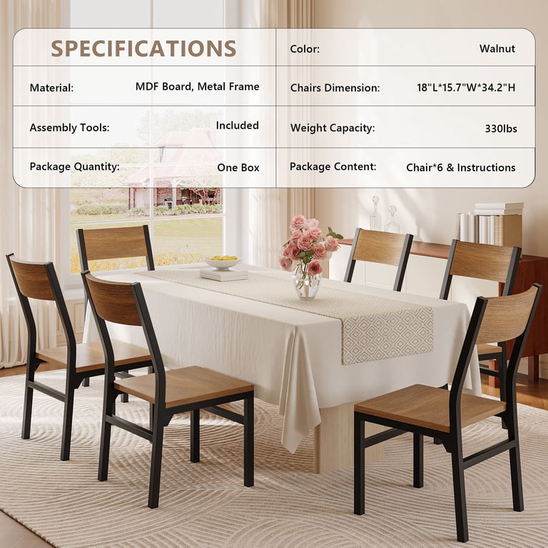 iPormis Dining Chairs with Curved Back, Set of 6 photo 7