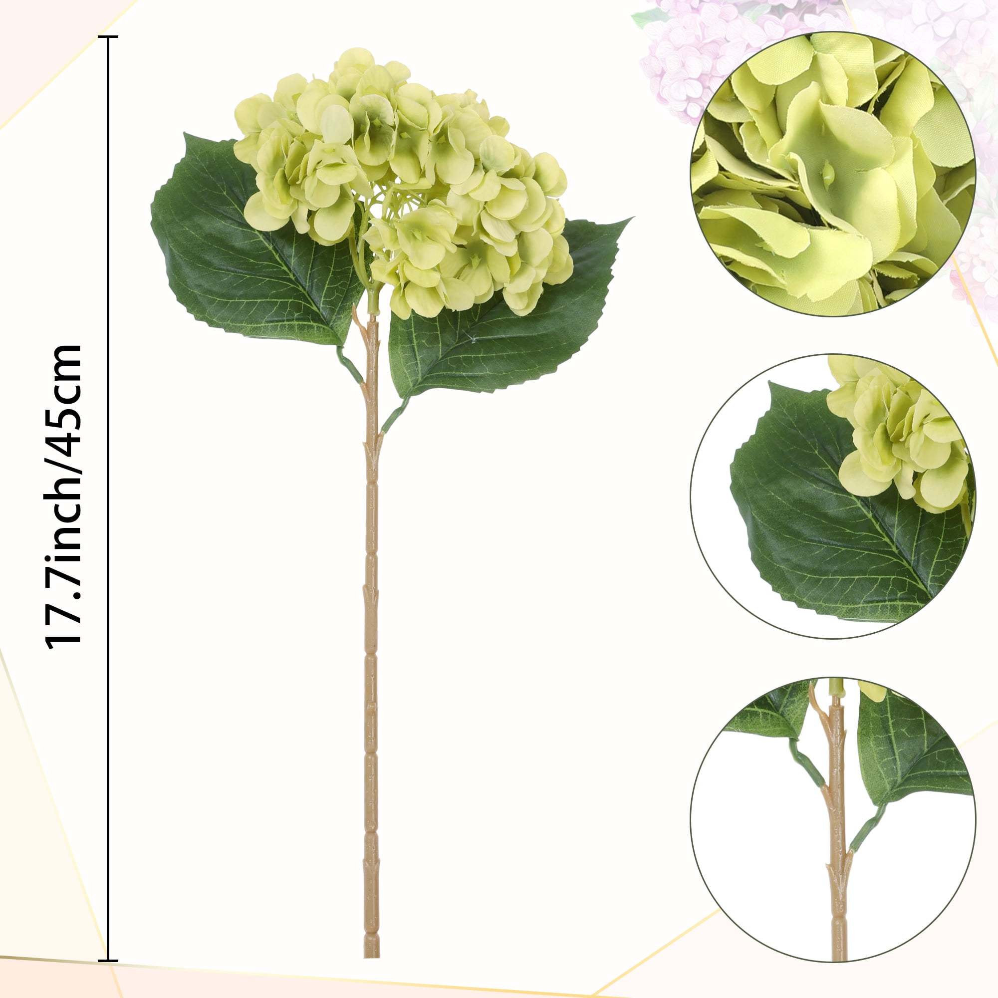 Unique Bargains 6 Pcs Hydrangea Silk Flowers Bouquets Fake Floral with Stems Green